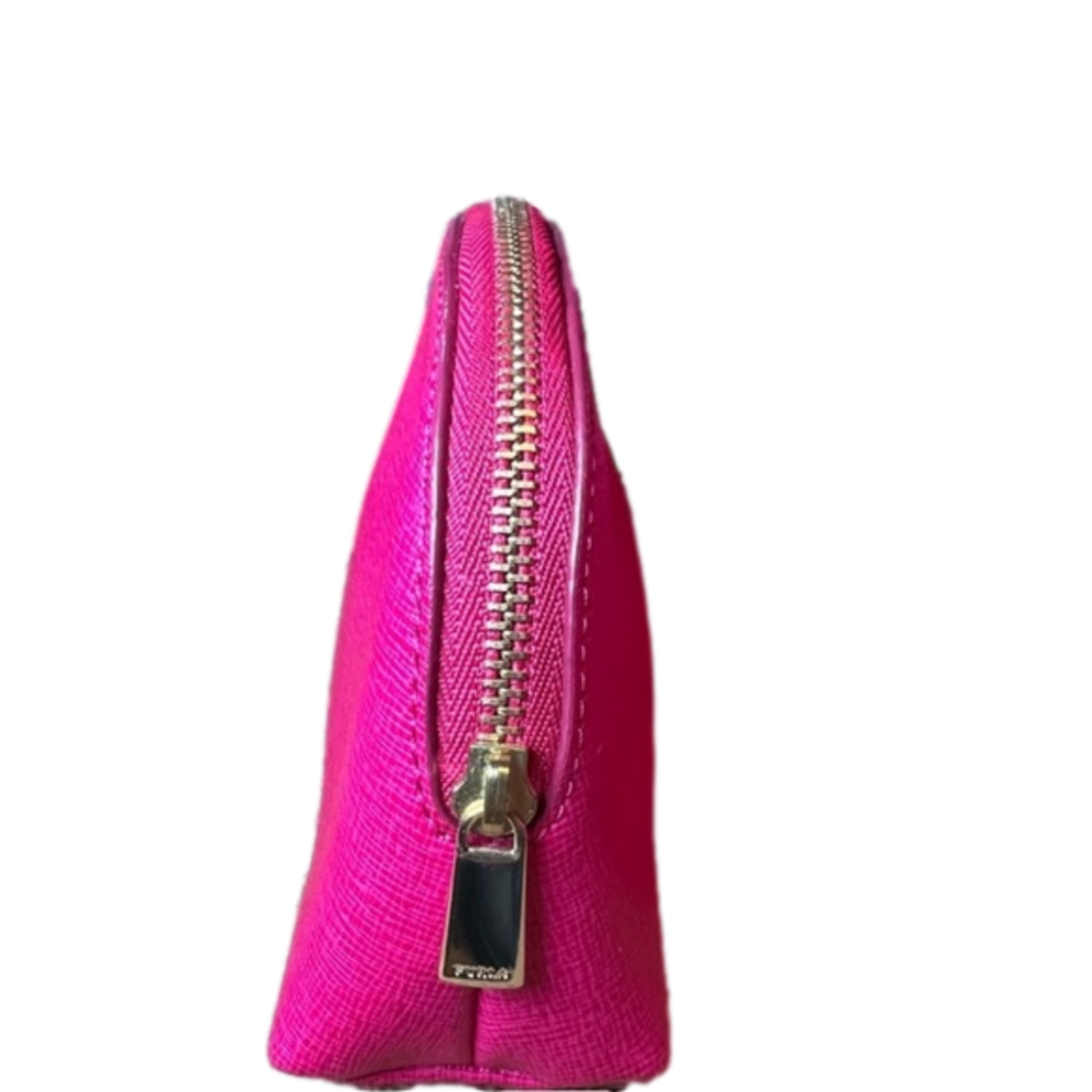 Furla Julia Tote Shoulder Bag with Matching Zip Pouch in Barbie Pink Leather EUC - Picture 12 of 16